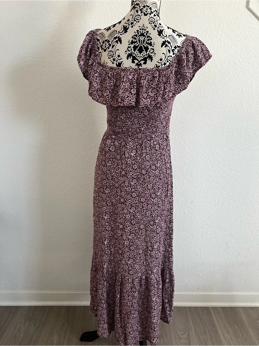 Abercrombie & Fitch Floral Smocked Midi Dress Puff Sleeve Cottagecore Size L